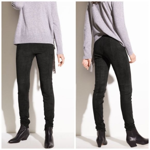 Vince Black Stretch Suede Skinny Leg Leggings - Size Small - Picture 1 of 10